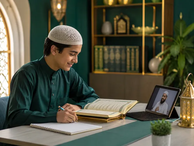 Student learning Quran at Al-Hidayah Institute